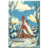 Painting by Numbers Art Illustration Snow Covered House